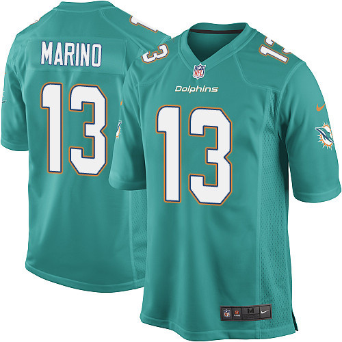 Men's Game Dan Marino Nike Jersey Aqua Green Home - #13 NFL Miami Dolphins